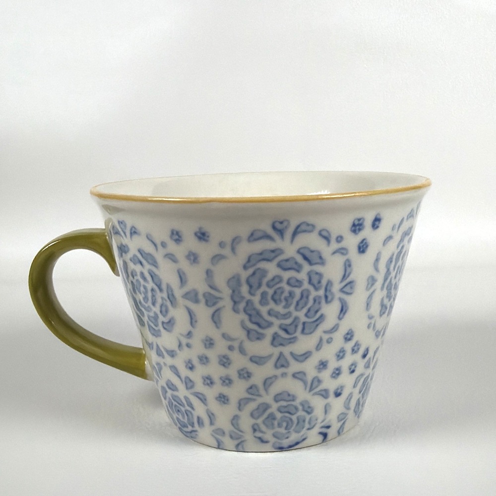 Pier 1 Imports Hand Painted Stoneware 1 Cup 8 Oz Measuring Cup Blue Floral - Picture 2 of 11